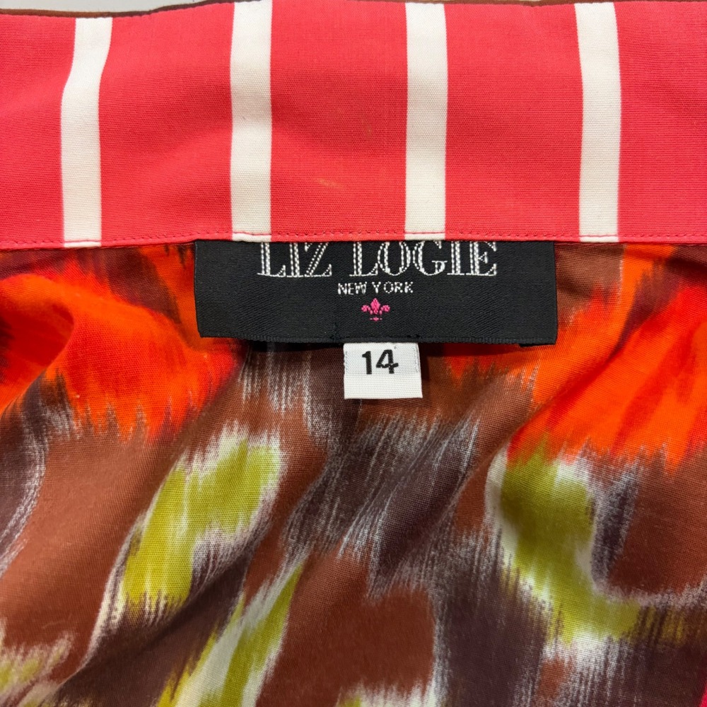 Liz‎ Locke New York Floral Button Front Blouse Size 14 Made in USA - Picture 7 of 8